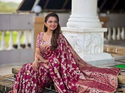 Viscose dola silk saree meenakari design