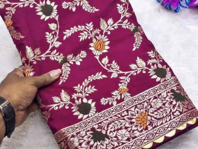 Viscose dola silk saree meenakari design