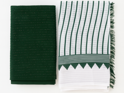 Green White Striped Cotton Popcorn Saree