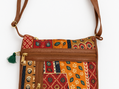 Women’s Multicolor Ethnic Patchwork Sling Bag | Soft Canvas Crossbody Bag | Stylish Daily Use Side Bag for Girls & Women